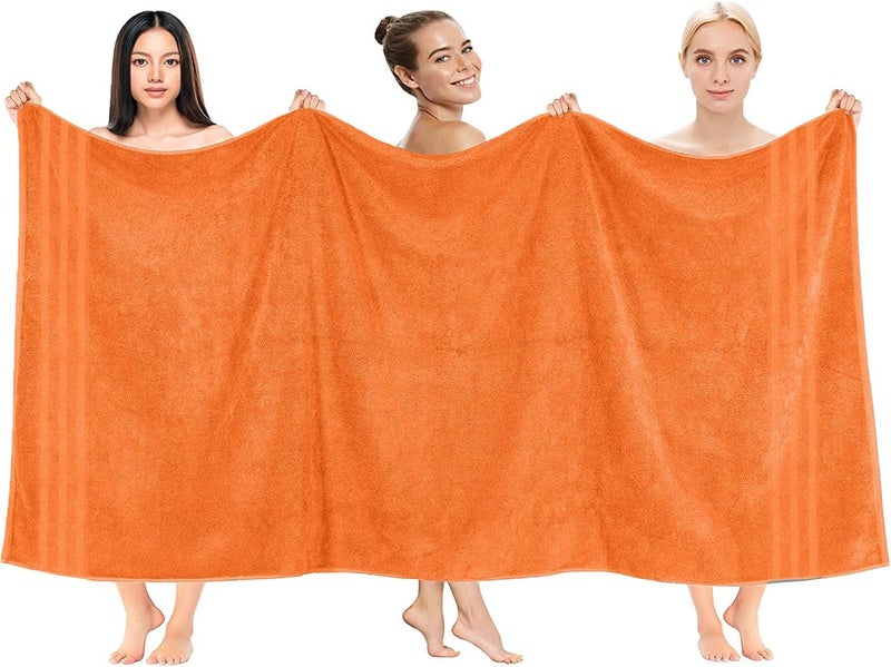 DAN RIVER 2 Pack Luxury Bath Sheets 35x70, 600 GSM, Soft & Quick Dry 100% Ring Spun Cotton Towels Ideal for Hotels, Spas, Gyms & Salons Extra Large, Orange - Image 2