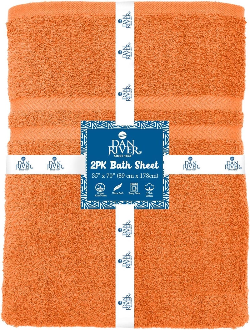 DAN RIVER 2 Pack Luxury Bath Sheets 35x70, 600 GSM, Soft & Quick Dry 100% Ring Spun Cotton Towels Ideal for Hotels, Spas, Gyms & Salons Extra Large, Orange - Image 4