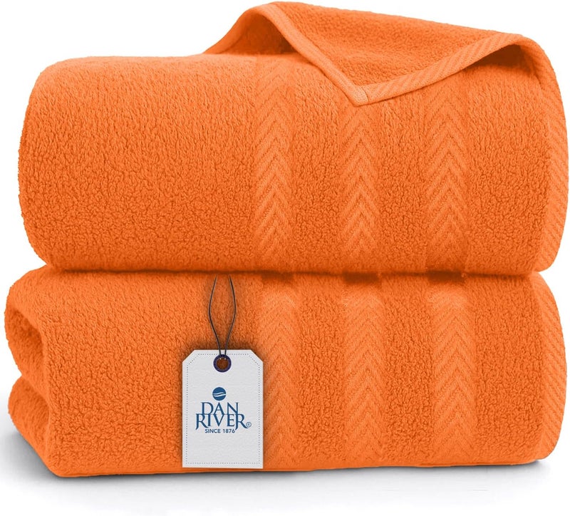 DAN RIVER 2 Pack Luxury Bath Sheets 35x70, 600 GSM, Soft & Quick Dry 100% Ring Spun Cotton Towels Ideal for Hotels, Spas, Gyms & Salons Extra Large, Orange - Image 1