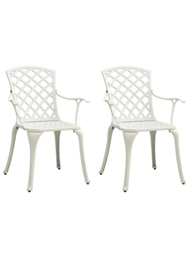 vidaxl vidaXL Garden Chairs 2 pcs Cast Aluminium White - Image 1