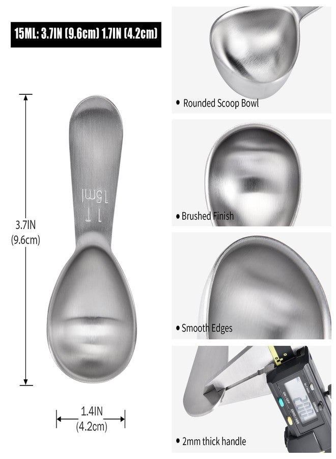 Doosu 1 Tablespoon Coffee Scoop - 18/8 Stainless Steel Heavy Duty Measuring Spoon with Short Handle, Food Grade Metal Tbsp Scoop for Ground Coffee Beans Tea Sugar Powder (15ml) - Image 2