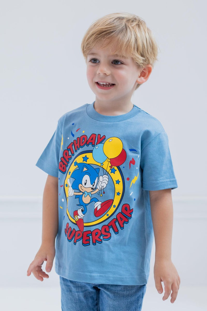 SEGA Sonic The Hedgehog Birthday Little Boys T-Shirt Blue 5 - Image 2