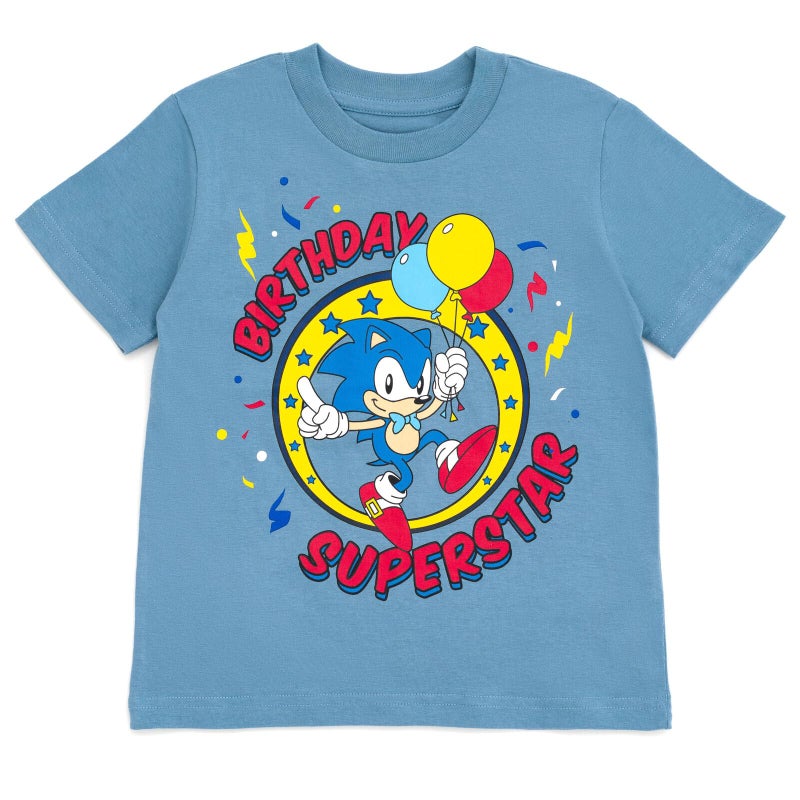 SEGA Sonic The Hedgehog Birthday Little Boys T-Shirt Blue 5 - Image 1