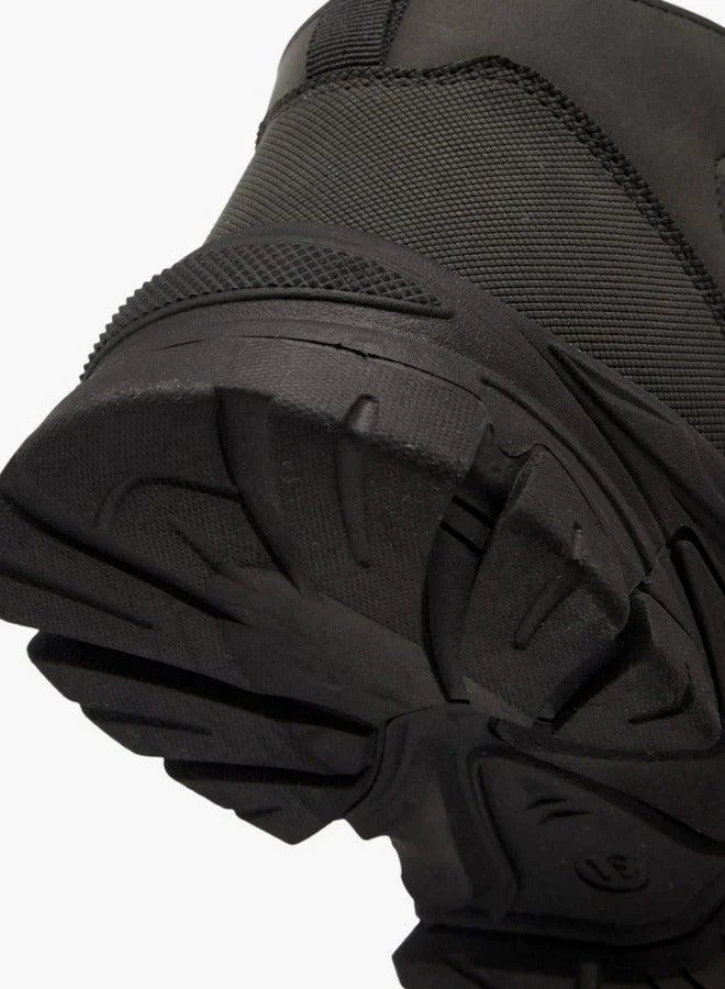 LBL by Shoexpress BLACK Panelled Boots with Zip Closure  | Best Price UAE