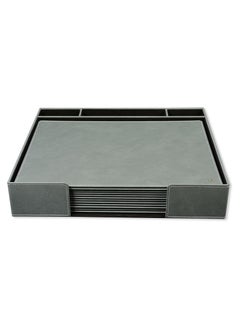 FIS FIS Conference Room Executive Desk Set, German Bonded Leather Materials, Set of 12 Pieces Each Desk Blotter, Coaster, Pen Stand Holder with Pen, Grey Color Pack in Organizer Case - FSDSCONFRSETGY  - Image 2