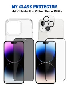 High Quality iPhone 15 Plus Screen Protector, Camera Lens Protector and Case Cover 4 in 1 Package