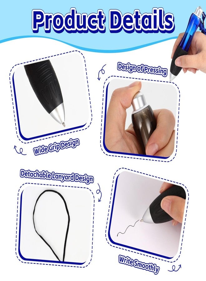 KINYFY 14 Pcs Big Fat Pens Set, Large Retractable Ballpoint Wide Grip Pens, Large Bold Grip Pen Aids Writing for Arthritis, Tremor, Carpal Tunnel (2 Pens + 6 Black Refills + 6 Blue Refills) - Image 3