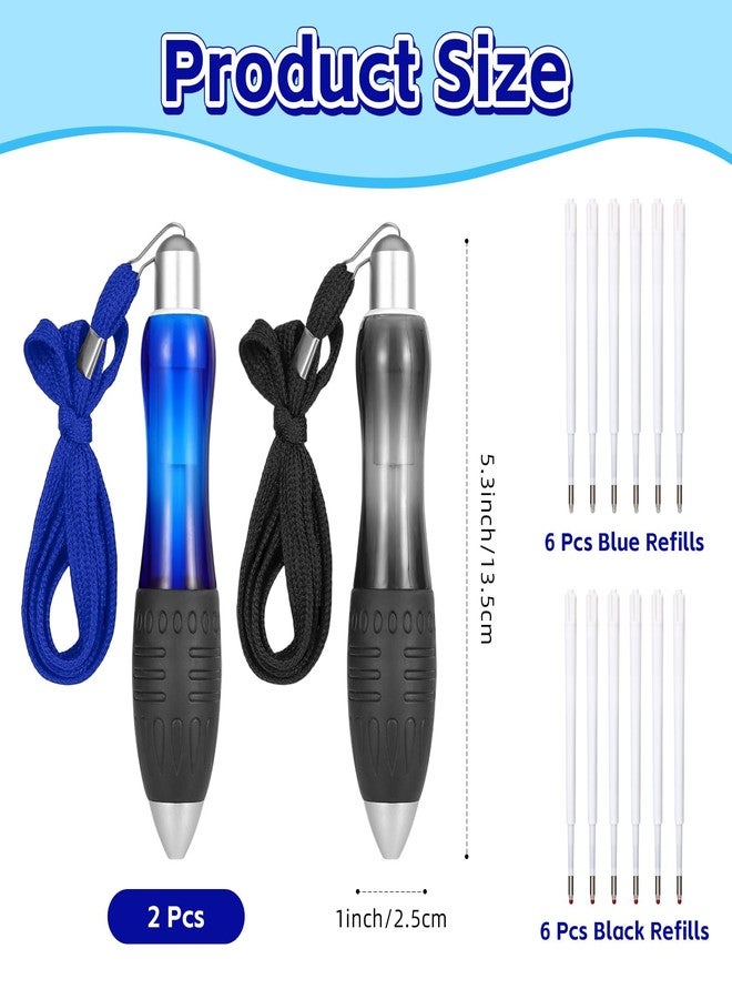 KINYFY 14 Pcs Big Fat Pens Set, Large Retractable Ballpoint Wide Grip Pens, Large Bold Grip Pen Aids Writing for Arthritis, Tremor, Carpal Tunnel (2 Pens + 6 Black Refills + 6 Blue Refills) - Image 2