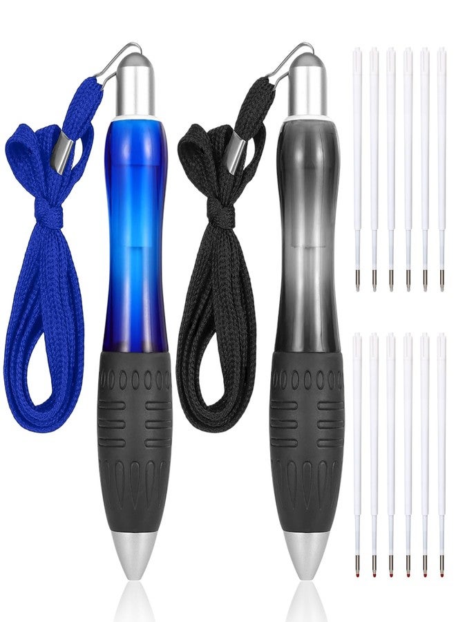 KINYFY 14 Pcs Big Fat Pens Set, Large Retractable Ballpoint Wide Grip Pens, Large Bold Grip Pen Aids Writing for Arthritis, Tremor, Carpal Tunnel (2 Pens + 6 Black Refills + 6 Blue Refills) - Image 1