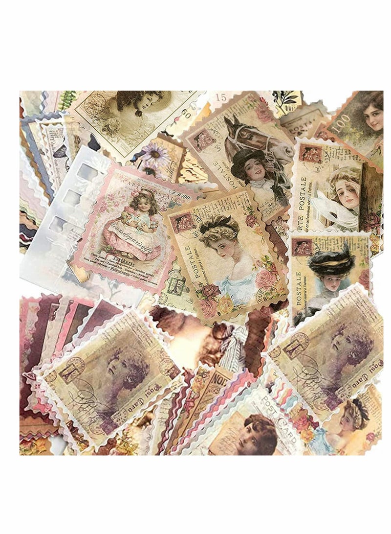 Y&D 60Pcs Vintage Postage Stamp Stickers, Aesthetic Classical Beauty Deco Paper Sticker for Scrapbooking, Journaling Supplies, Planners, Kid DIY Art Crafts  - Image 4
