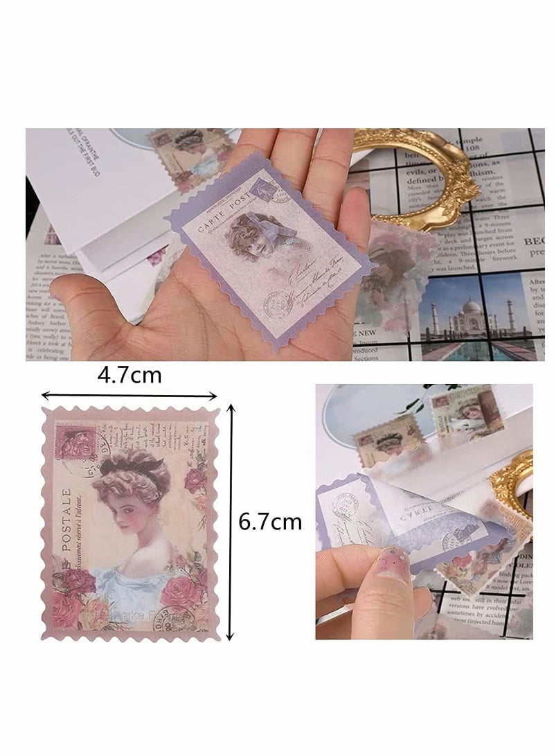 Y&D 60Pcs Vintage Postage Stamp Stickers, Aesthetic Classical Beauty Deco Paper Sticker for Scrapbooking, Journaling Supplies, Planners, Kid DIY Art Crafts  - Image 5