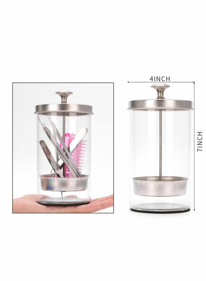 Unbreakable Disinfectant Jar, Midsize Salon Barber Disinfecting 21Oz Glass Sterilizing Jar with Removable Straining Tray for Nail Tools and Supplies, Jar&Spa Implements - Image 3