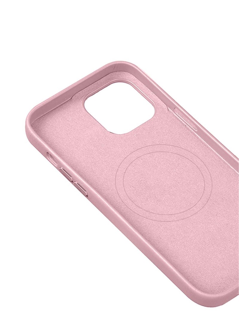 Techie غطاء خلفي جلدي مغناطيسي ماج سيف لهاتف أبل آيفون 15 برو ماكس مع ألياف دقيقة داخلية - وردي فاتح - Image 5