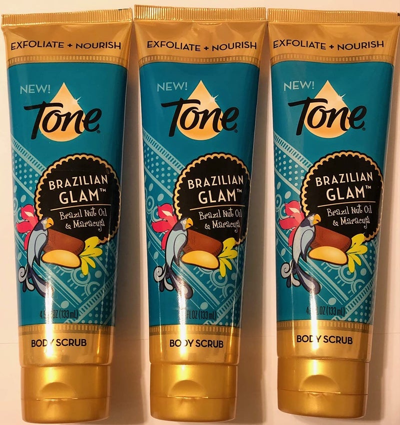 Tone Body Scrub  Brazilian Glam  Net Wt 45 FL OZ 133 mL Per Tube  Pack of 3 Tubes