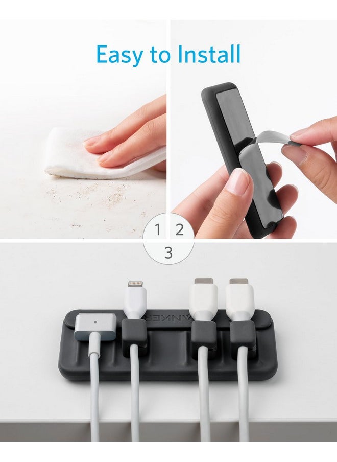 Anker Anker Multipurpose Cord Keeper - 5 Clips for Lightning, USB C, Micro Cables & Other Wires - Sticks to Wood, Marble, Metal, Glass (Black)  - Image 3