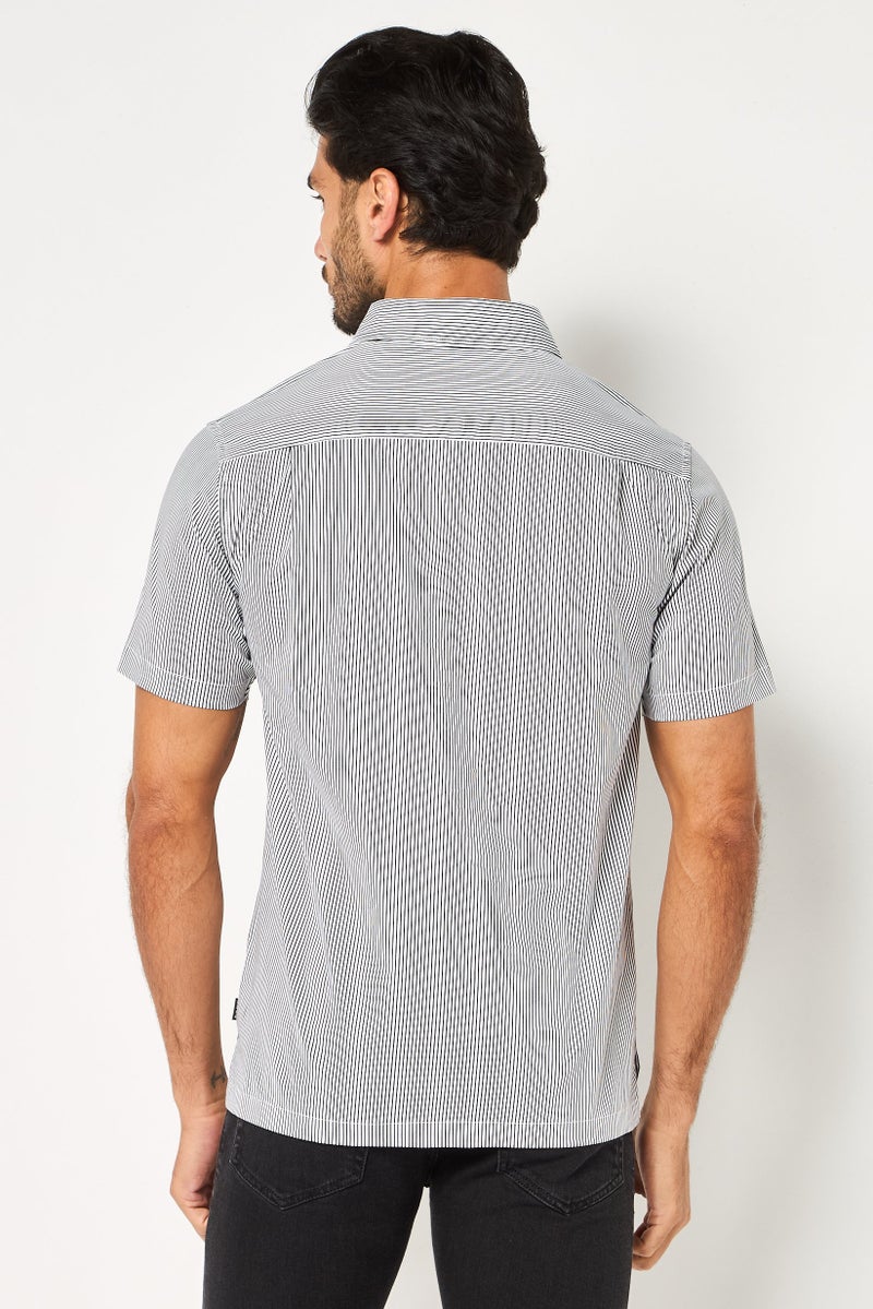 DKNY Men Regular Fit Stripe Short Sleeve Casual Shirt, Multicolor - Image 4