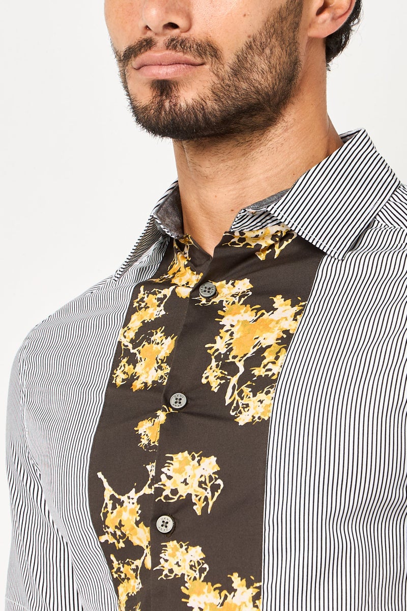 DKNY Men Regular Fit Stripe Short Sleeve Casual Shirt, Multicolor - Image 2