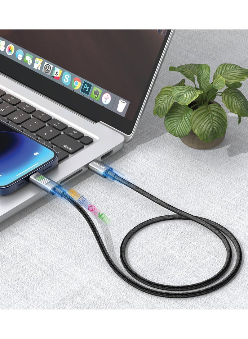 GREEN LION LED Braided Cable USB-C to Lightning 30W/ 480Mbps Transfer Speed / Wide Compatibility /Charge & Sync / Secure & Safe / 1m Wire - Black - Image 2