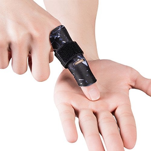 Kuangmi Finger Sleeve Support Protector Finger Splint Brace Use for Pain Relief and Preventing Sports Injuries（S/M, Black - Image 1