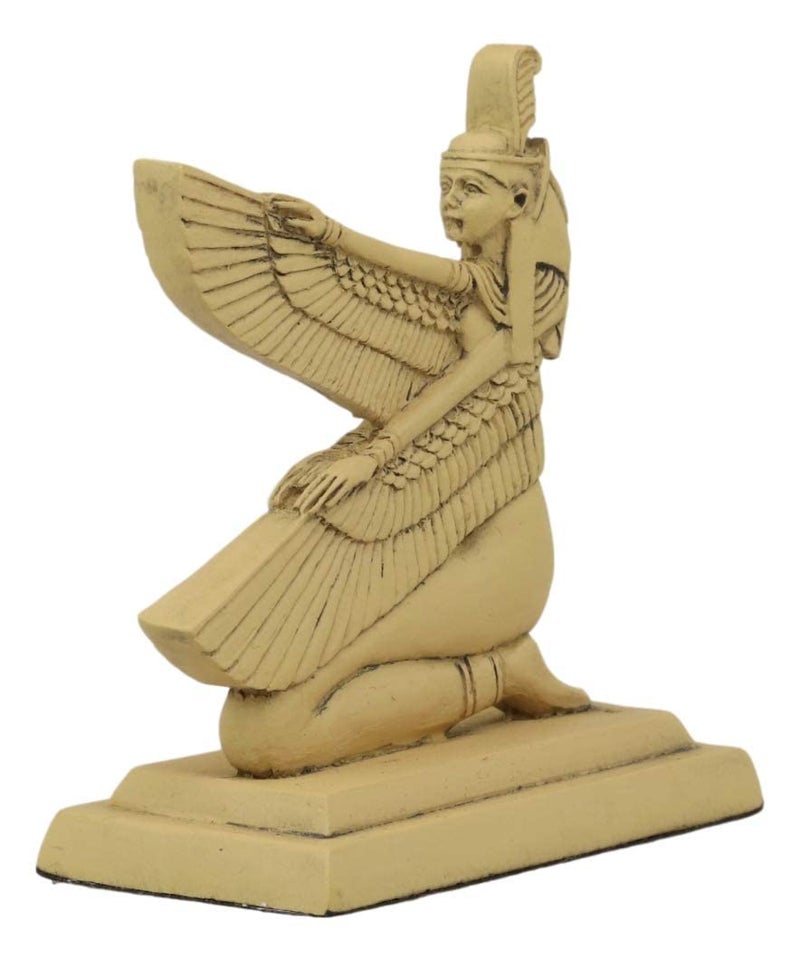 إيبروس جيفت ebros eBros القديم المصري هيروغليفية الركوع الإلهة المجنحة Maat Mini تمثال 3.25 "" آلهة عالية وآلهة من مصر مصغرة ديكور الهيروغليفية النحت الإله القابل للتحصيل من الحقيقة والعدالة تمثال العدالة - Image 3