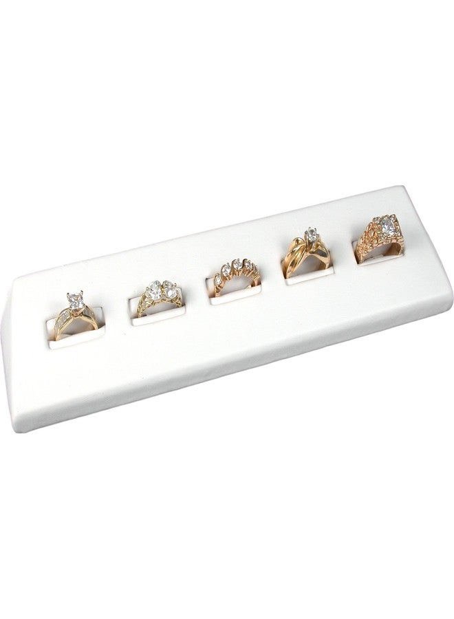 FindingKing 5 Slot White Leather Ring Display Jewelry Case Stand - Image 1