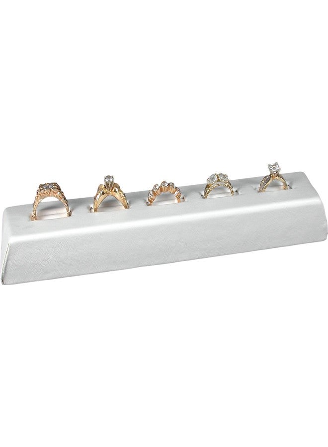 FindingKing 5 Slot White Leather Ring Display Jewelry Case Stand - Image 2