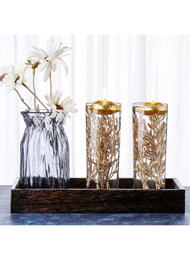 Mado Gallery Glass Cylinder Vases Set of 4 with 24 Golden Floating Candles | Clear Flower & Candle Holders for Home, Events & Weddings | Floating & Pillar Candles - Image 5