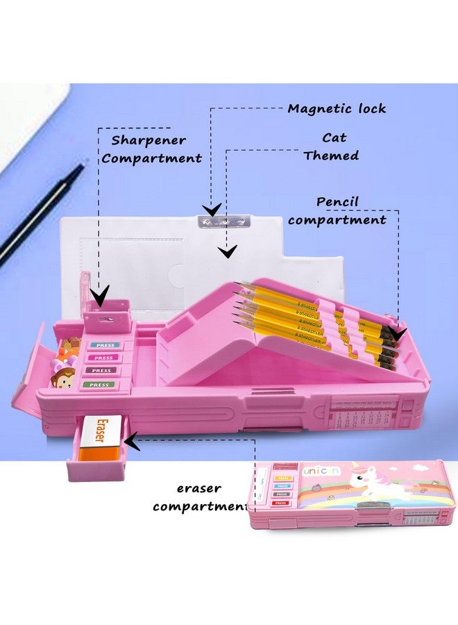 فنبلاست صندوق أقلام FunBlast للأطفال، صندوق أقلام يونيكورن، صندوق أقلام للأطفال للبنات، صندوق أقلام مغناطيسي للبنات، حقيبة أقلام للبنات، صندوق أقلام منبثق، هدايا يونيكورن للأطفال - بلاستيك، متعدد الألوان - Image 3
