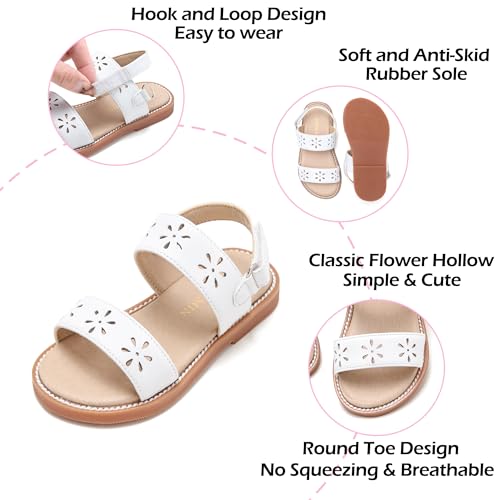 PHIRAMIN Girls White Sandals - Toddler Girl Summer Dress Shoes Size 13 for Party Wedding School - Image 5