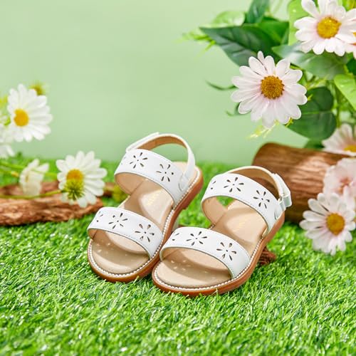 PHIRAMIN Girls White Sandals - Toddler Girl Summer Dress Shoes Size 13 for Party Wedding School - Image 3