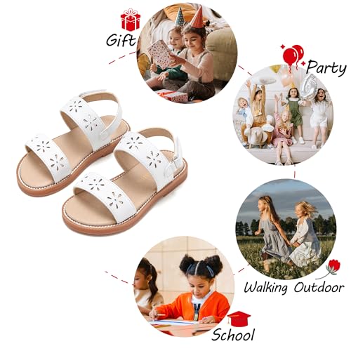 PHIRAMIN Girls White Sandals - Toddler Girl Summer Dress Shoes Size 13 for Party Wedding School - Image 4