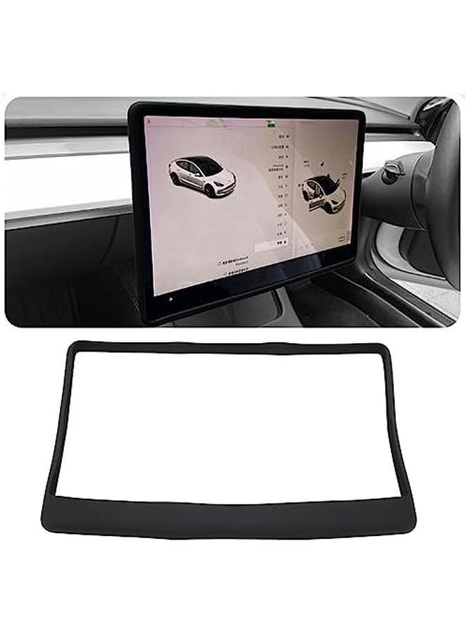 Tesla Model 3 Y Center Screen Frame Cover Black Silicone Protective Trim Replacement - Image 4