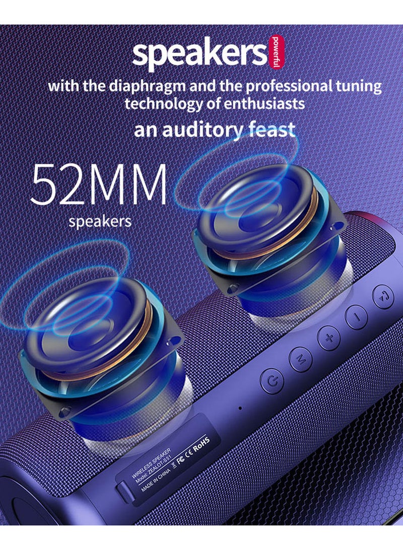 Zealot - ZEALOT S51 Green Camouflage Portable Bluetooth Speaker Outdoor 10W TWS Connection High Quality Sound IPX5 Waterproof 8 hours use time Speaker - Image 1