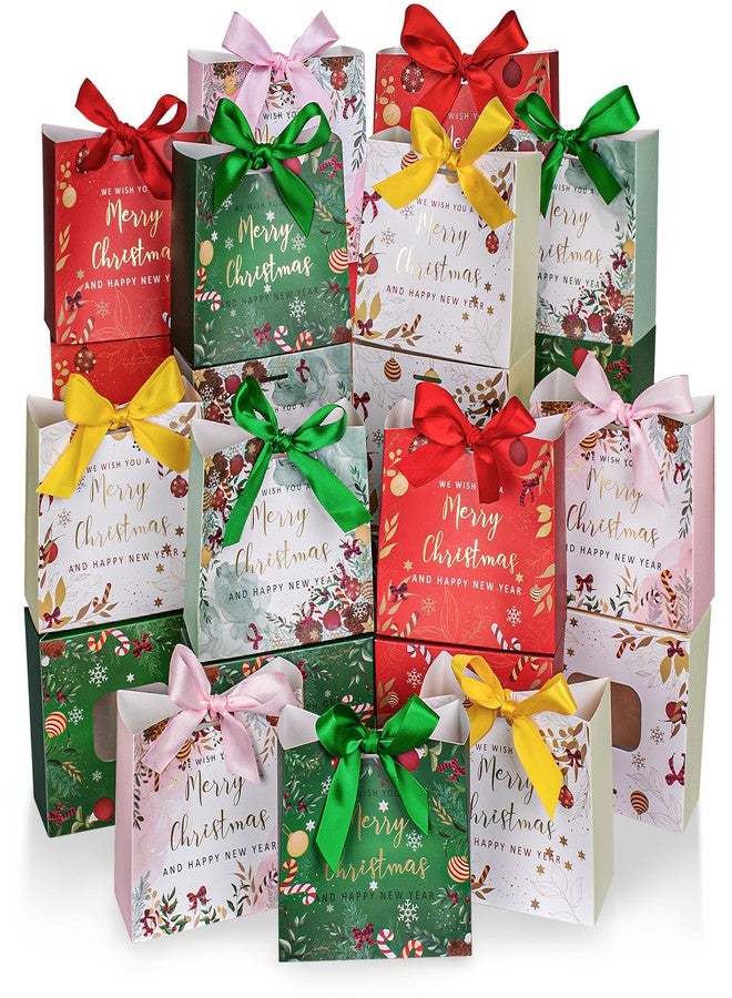 DECHISY 25 Pack Small Christmas Gift Bags, 5.1 x 4.5 x 2.2 Inches Mini Xmas Gift Bags, Small Gift Bag Christmas for Wrapping Presents, Classroon Exchange, Xmas Decor (Mix Color) - Image 1