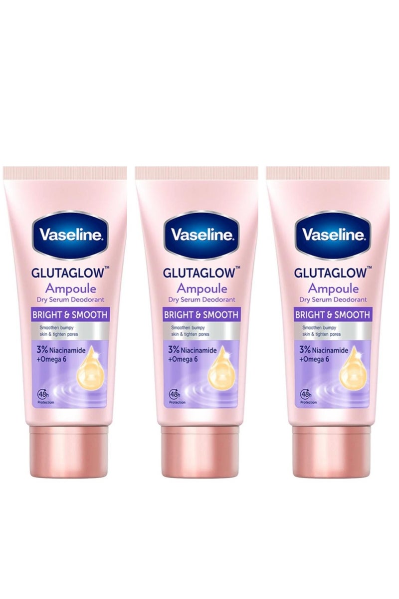 Vaseline Glutaglow Bright And Smooth Ampoule Dray Serum Deodorant 45 ml 3 pcs