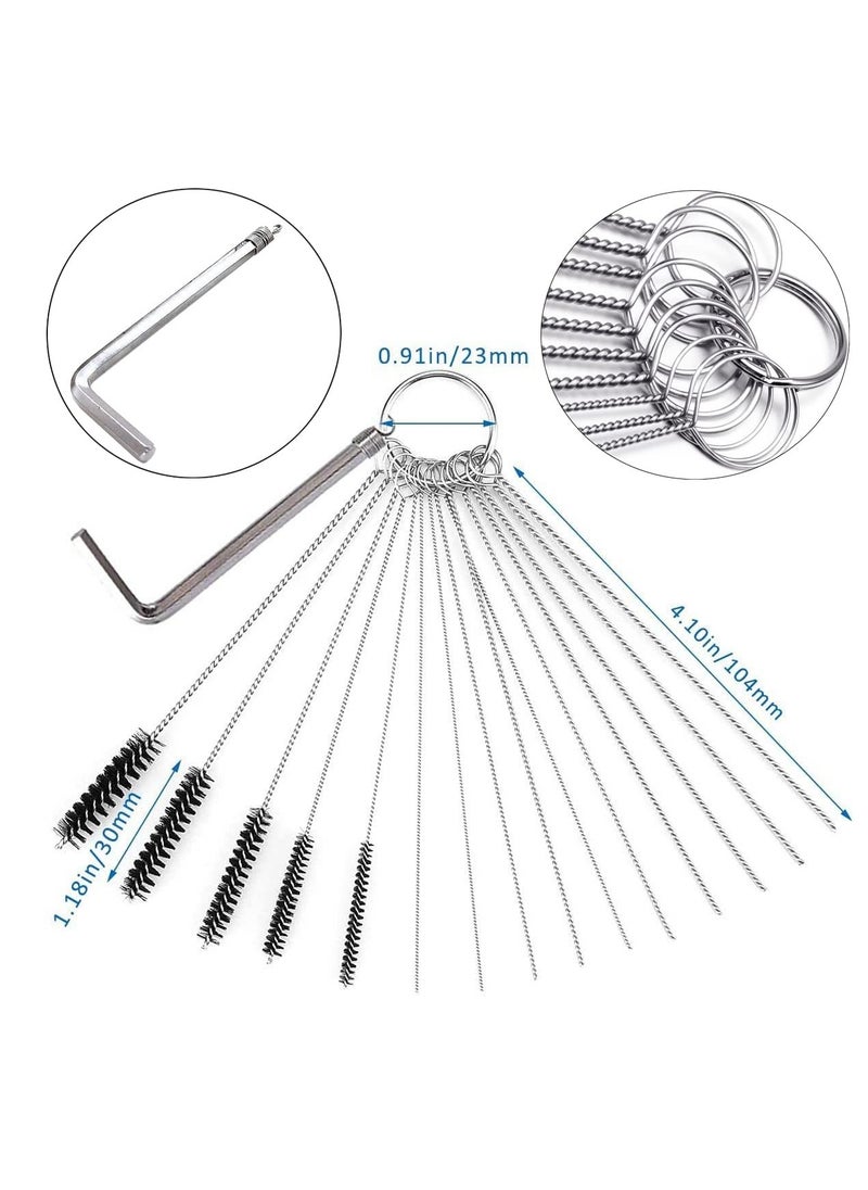 Carburetor Carbon Dirt Jet Cleaner Tool Kit, 18 Cleaning Needles with 12 Brush and 2 Throttle Wrench, Carburetor Carbon Dirt Jet Cleaner Repair Tools Kit Engine, Airbrush, Spray Gun Cleaning