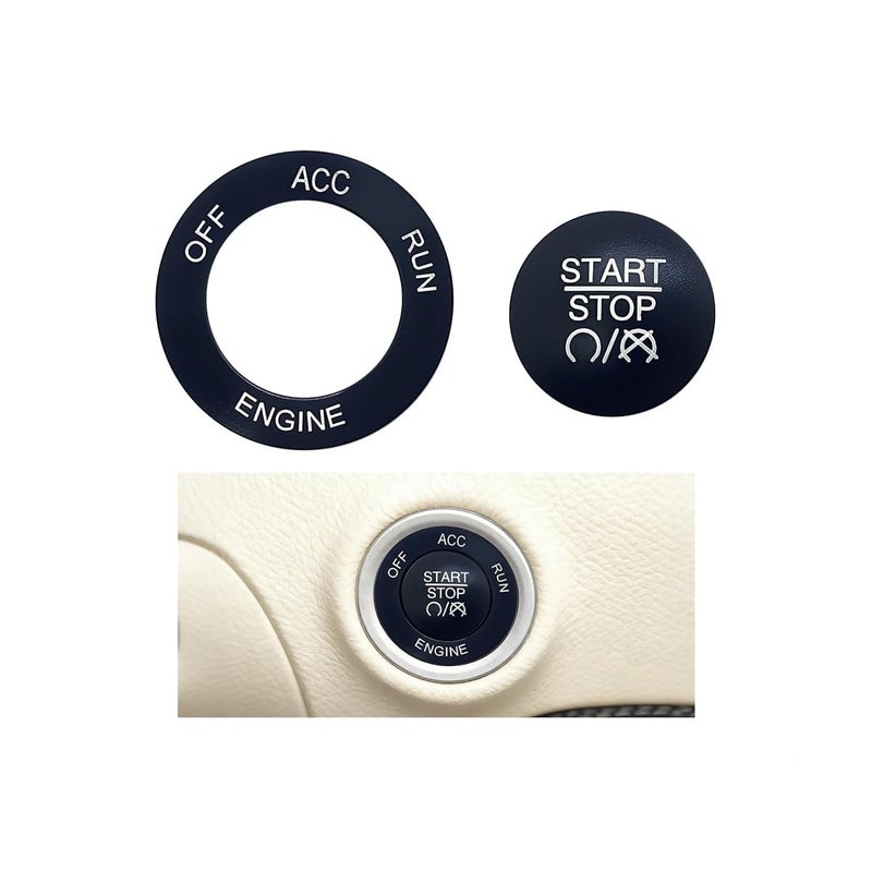 FALVFUN Car Push Start Button Cover Aluminum Ignition Button Trim with Metal Ring Cool Auto Interior Engine Start Stop Switch Knob Cap Decor Compatible with Challenger RAM 1500 Charger Black - Image 3