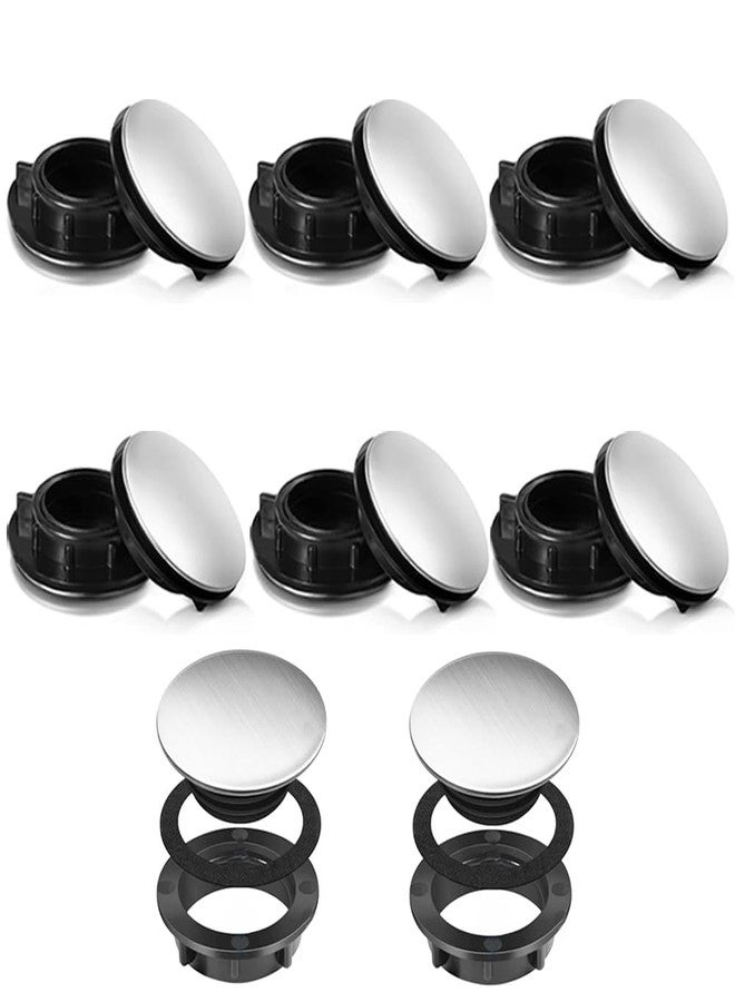 آيتش غطاء فتحة صنبور الحوض من Eyech، 8 قطع، غطاء فتحة صنبور المطبخ، مصنوع من الفولاذ المقاوم للصدأ المصقول، غطاء سدادة معدنية لموزع الصابون للحمام (قطر 1.1 بوصة إلى 1.6 بوصة) - Image 1