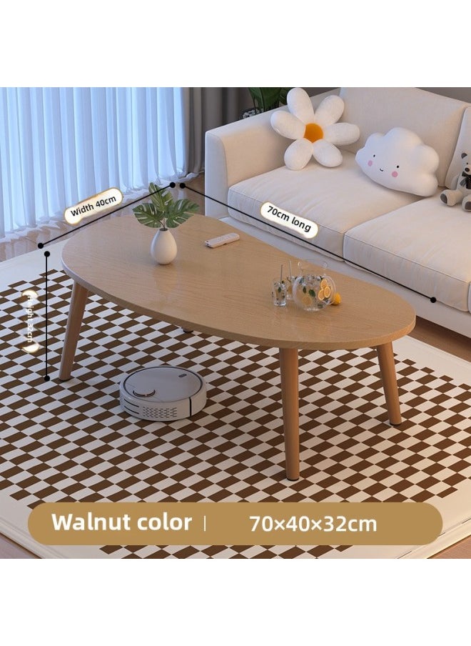 Small Bed Table, Bedside Table, Coffee Table, Simple Computer Desk, Study Table, Writing Table, Kidsren's Student Rental House-Color:Walnut Color [length 70 Width 40] [height 32] Solid Wood Legs ❤ Ten Years Warranty  - Image 1