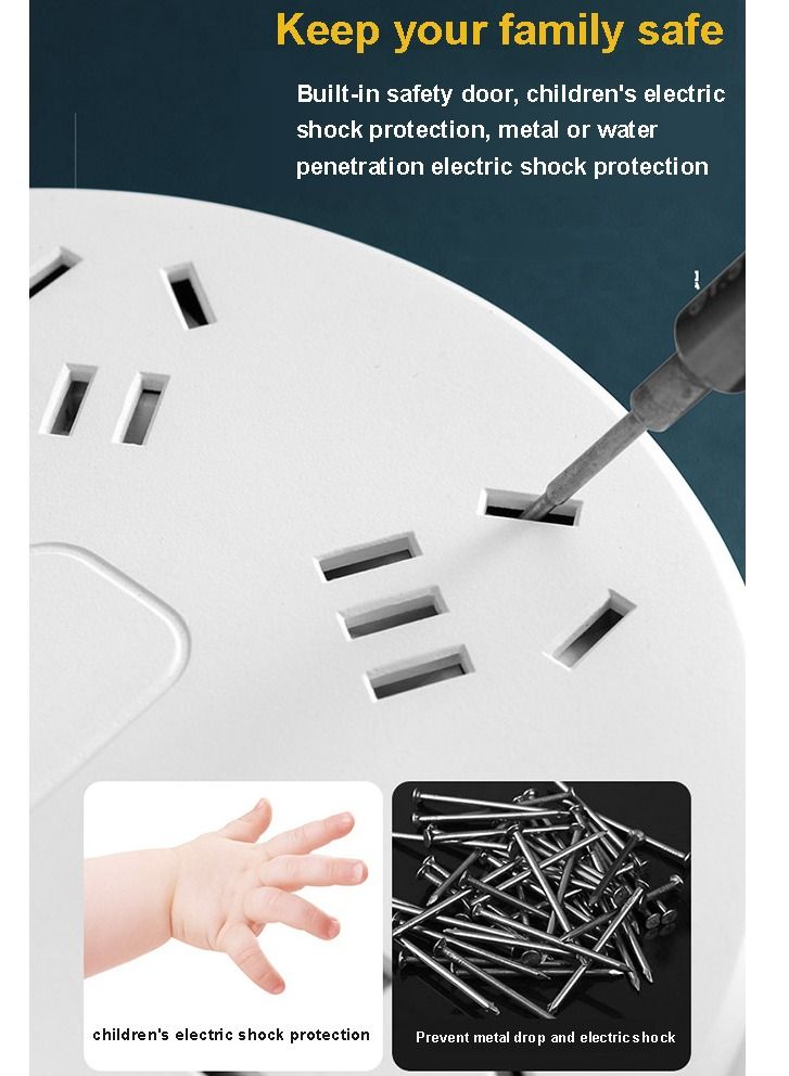 NIBEMINENT power socket power cable with USB jack 2.8m cable Outlets  - Image 4