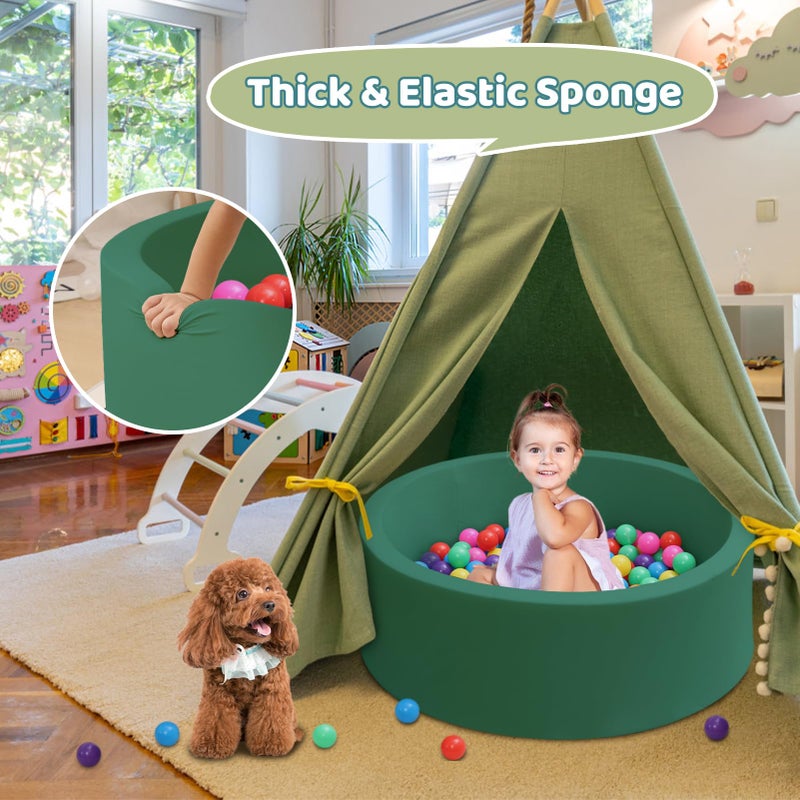 HARBOLLE Baby Ball Pit 35.4"" Soft Round Memory Foam Ball Pits NOT Included Balls Indoor Outdoor Playpen for Babies Toddlers Kids Great Gift for Girls Boys  Dark Green - Image 3