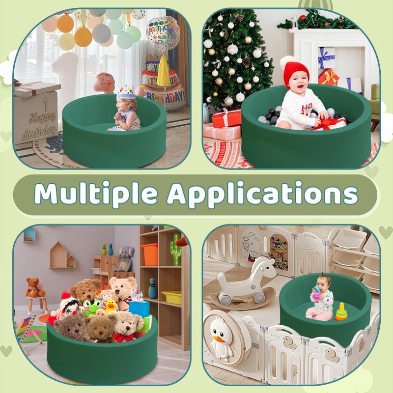 HARBOLLE Baby Ball Pit 35.4"" Soft Round Memory Foam Ball Pits NOT Included Balls Indoor Outdoor Playpen for Babies Toddlers Kids Great Gift for Girls Boys  Dark Green - Image 5