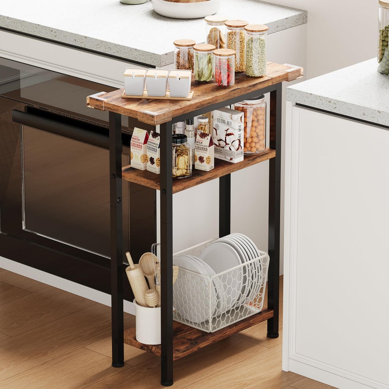 Heybly Small Narrow Side Table for Small Space, Thin Bedside Table, Slim Sofa Table, Skinny End Table, 25.2" Tall Nightstand, Couch Table for Living Room, Bedroom, Study, Rustic Brown, HET005SR1 - Image 5