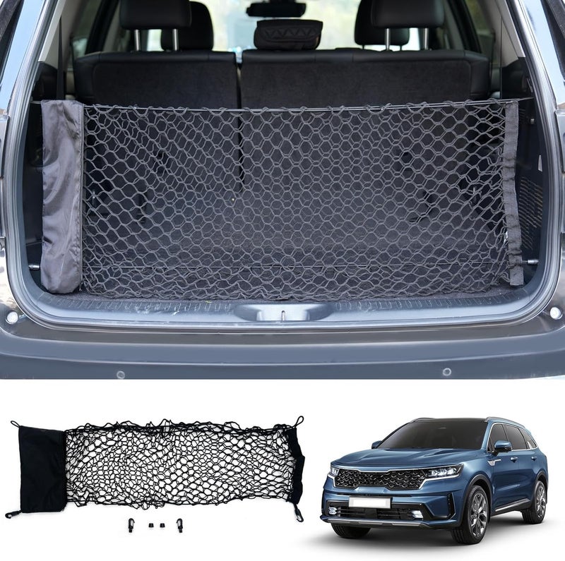 Maxzina Multi-market matching options Cargo Net Compatible with 2014-2025 Kia Sorento Truck Bed Cargo Net 3.18'×1.15' Double Layer Envelope Style Dense Mesh Trunk Organizer for 2024 Sorento Exterior Accessories Flexible anti-break - Image 1