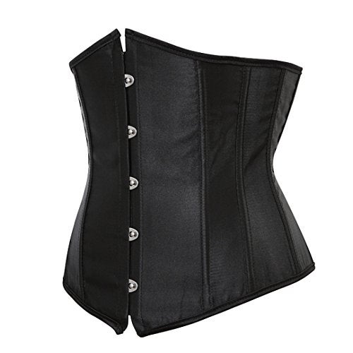 Kranchungel Women's Vintage Satin Underbust Corset Bustier Waist Cincher Bodyshaper X-Large Black - Image 3