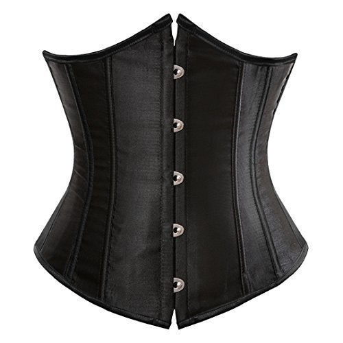 Kranchungel Women's Vintage Satin Underbust Corset Bustier Waist Cincher Bodyshaper X-Large Black - Image 1