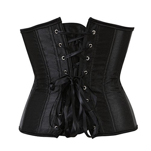 Kranchungel Women's Vintage Satin Underbust Corset Bustier Waist Cincher Bodyshaper X-Large Black - Image 4