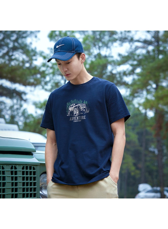 Pure Cotton Outdoor Mountain Style】loose-fit Youth Minimalist Short Sleeve Top Sporty Casual Round Neck T-shirt - Image 2