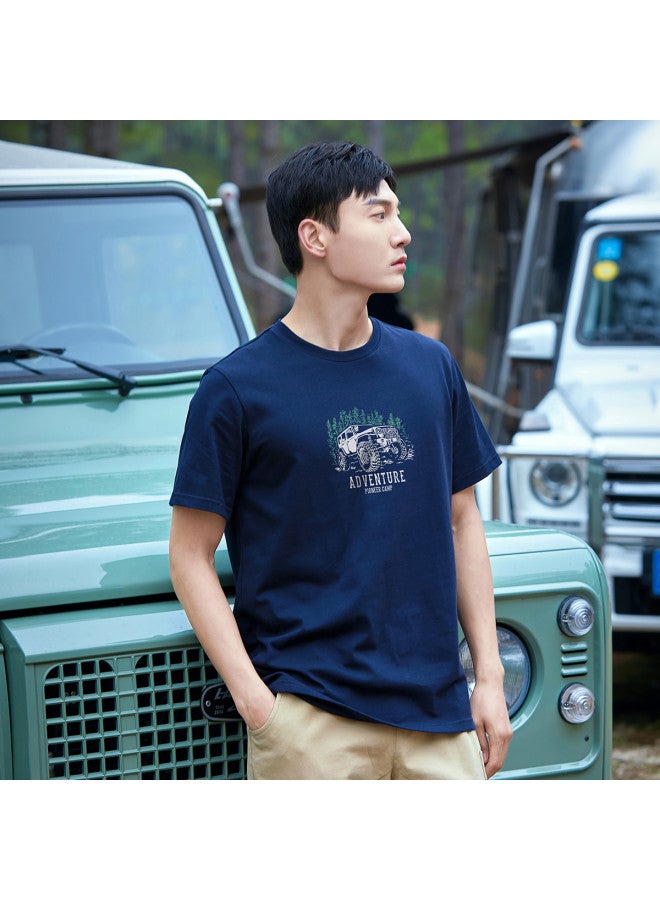 Pure Cotton Outdoor Mountain Style】loose-fit Youth Minimalist Short Sleeve Top Sporty Casual Round Neck T-shirt - Image 5