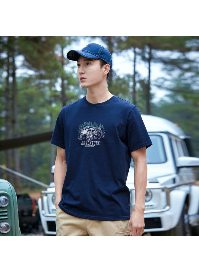 Pure Cotton Outdoor Mountain Style】loose-fit Youth Minimalist Short Sleeve Top Sporty Casual Round Neck T-shirt - Image 3